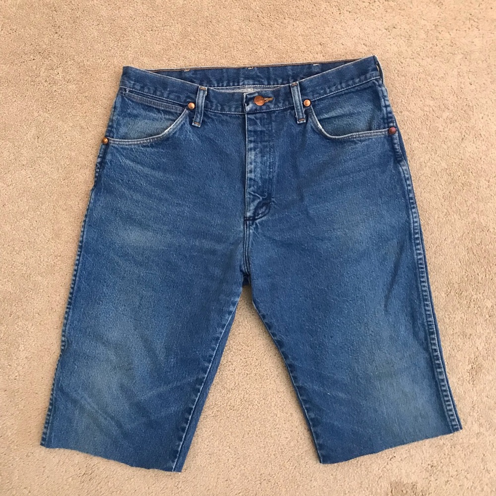 Vintage Wrangler Denim Shorts Cut Offs Mens Waist 30 31 Altered Jeans USA Made